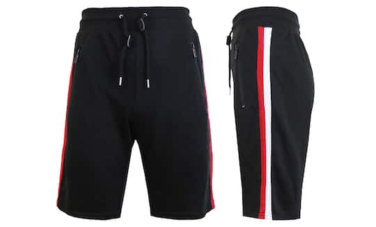 Galaxy By Harvic French Terry Sweat Shorts With Contrast Trims & Side Zipper Pockets